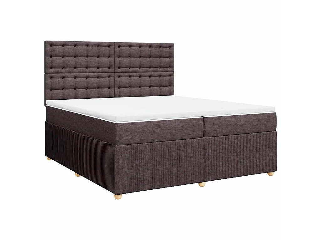 Cama box spring con colchón tela marrón oscuro 200x200 cm
