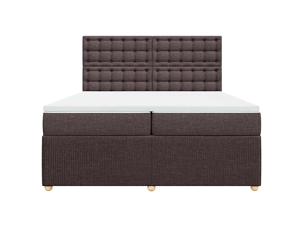 Cama box spring con colchón tela marrón oscuro 200x200 cm