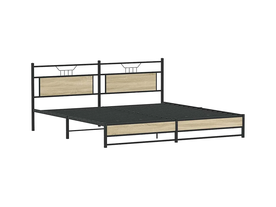 Cadre de lit en métal sans matelas chêne sonoma 193x201 cm