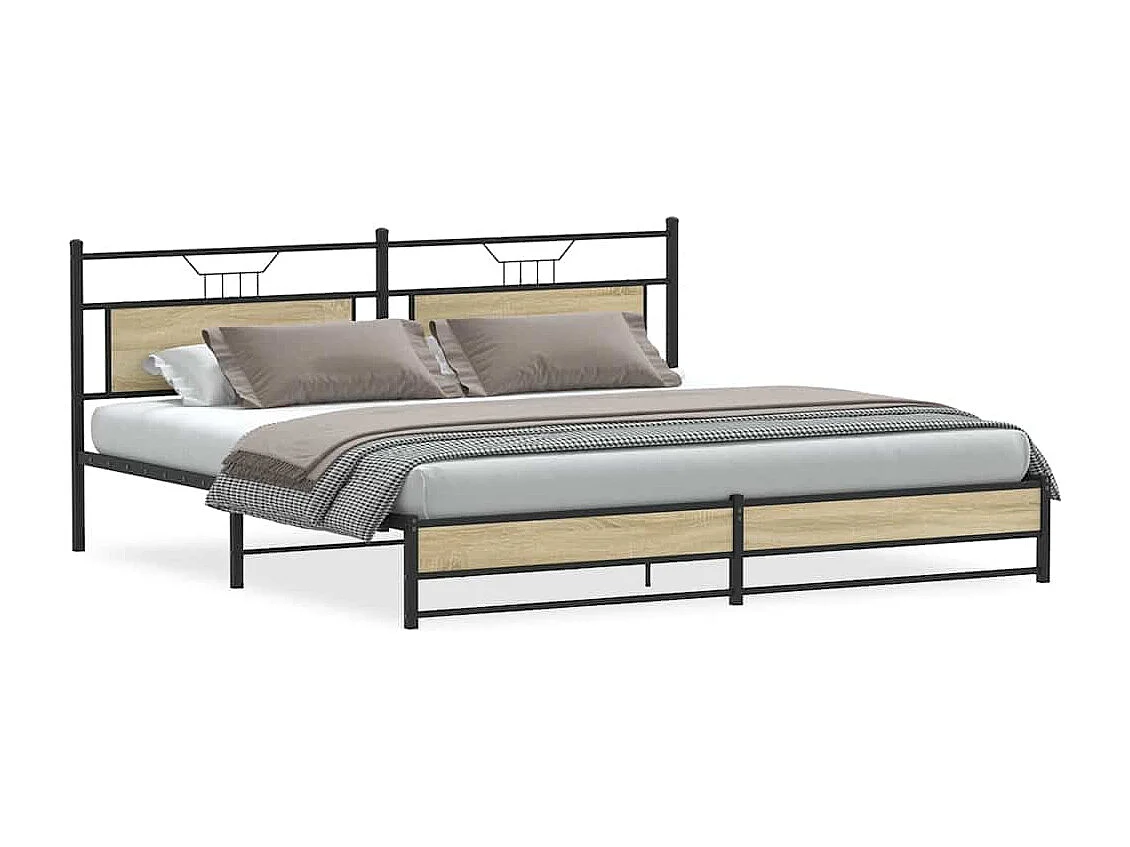 Metallbett ohne Matratze Sonoma-Eiche 193x201 cm