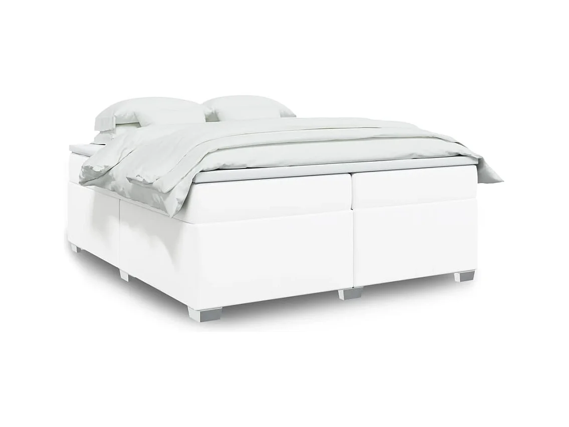 Boxspring met matras kunstleer wit 200x200 cm