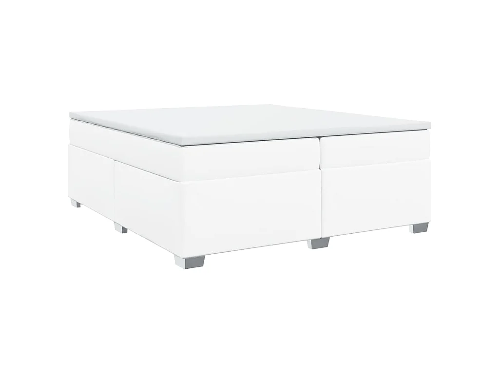 Boxspringbett mit Matratze Weiß 200x200 cm Kunstleder