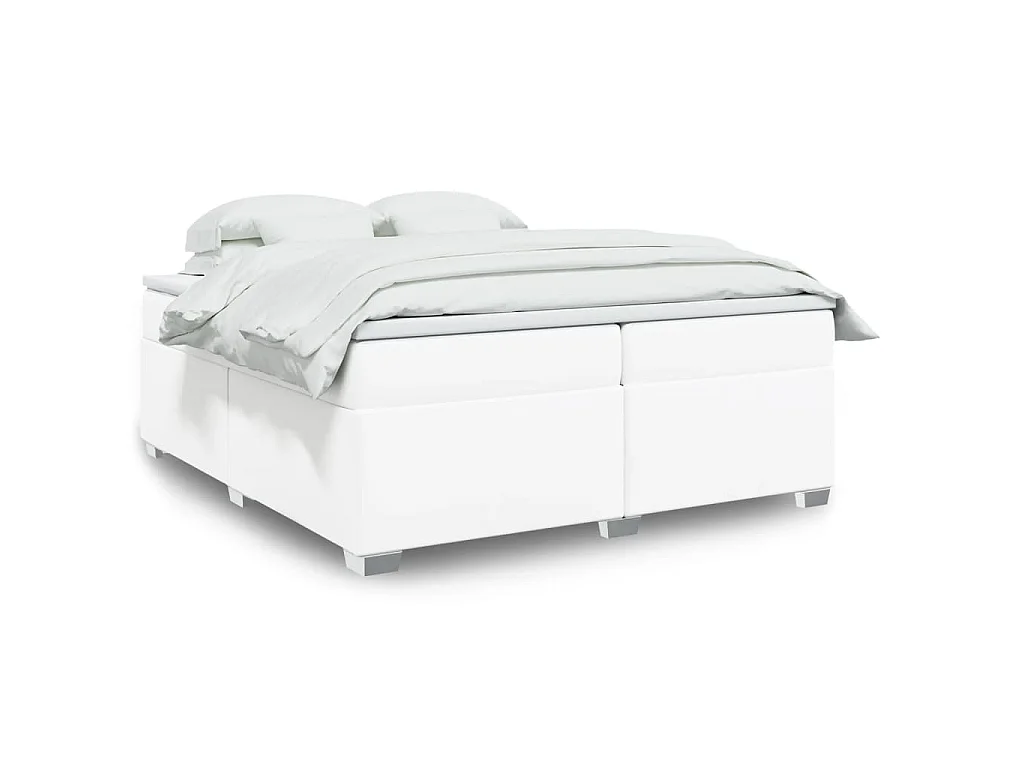 Boxspringbett mit Matratze Weiß 200x200 cm Kunstleder