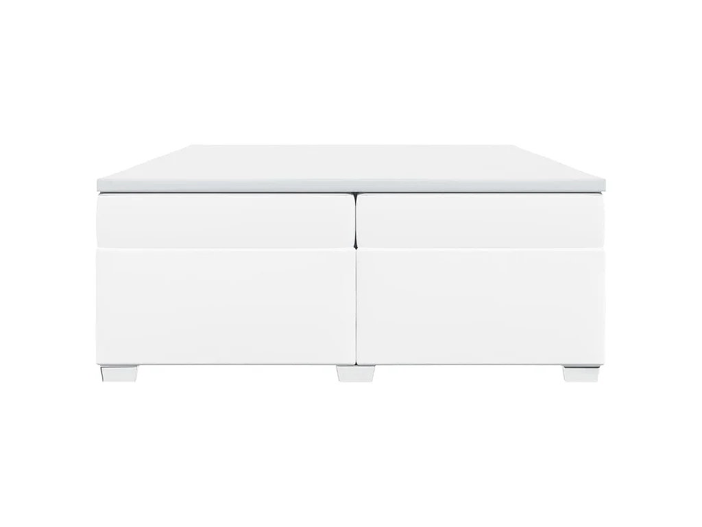 Boxspringbett mit Matratze Weiß 200x200 cm Kunstleder