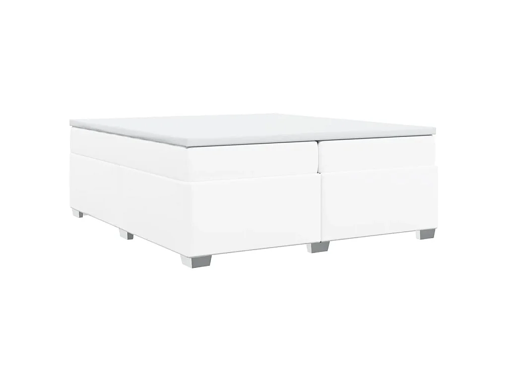 Boxspringbett mit Matratze Weiß 200x200 cm Kunstleder