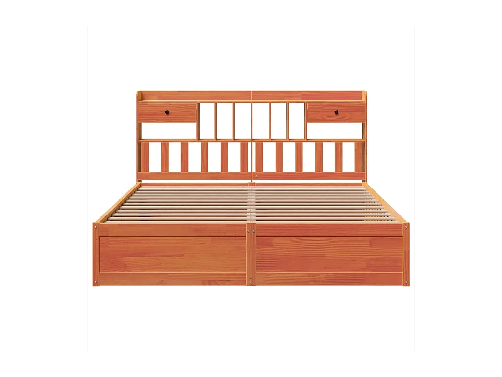 Cama sem colchão 200x200 cm pinho maciço castanho-mel