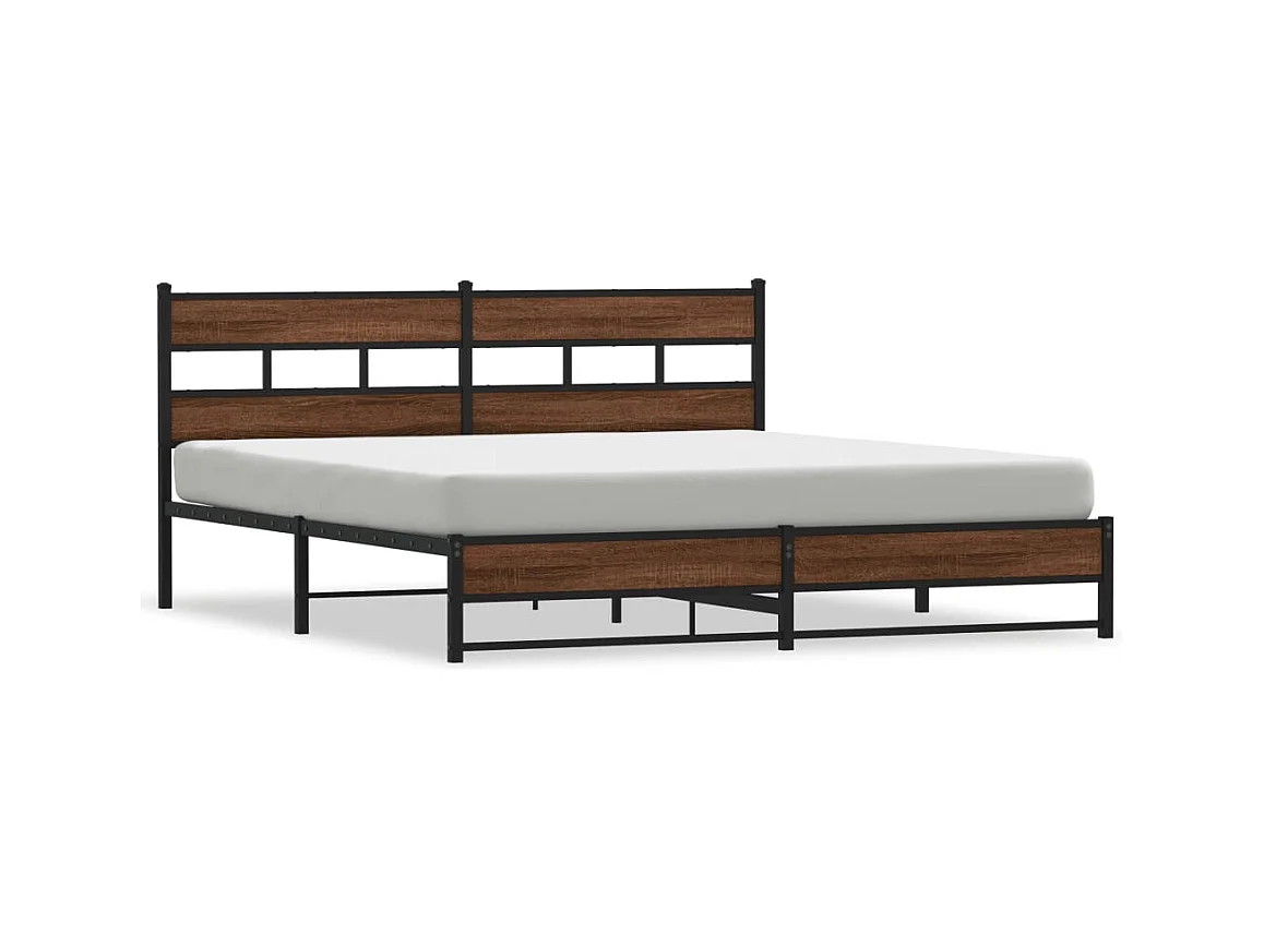 Cadre de lit en métal sans matelas chêne marron 193x203 cm
