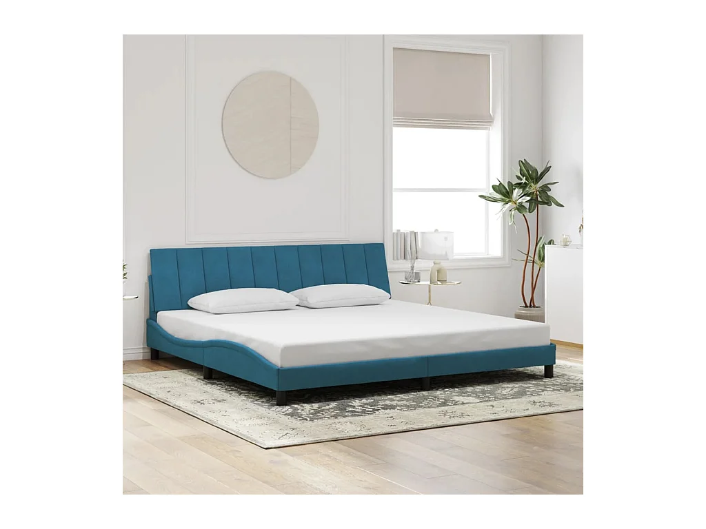 Cadre de lit sans matelas bleu 200x200 cm velours