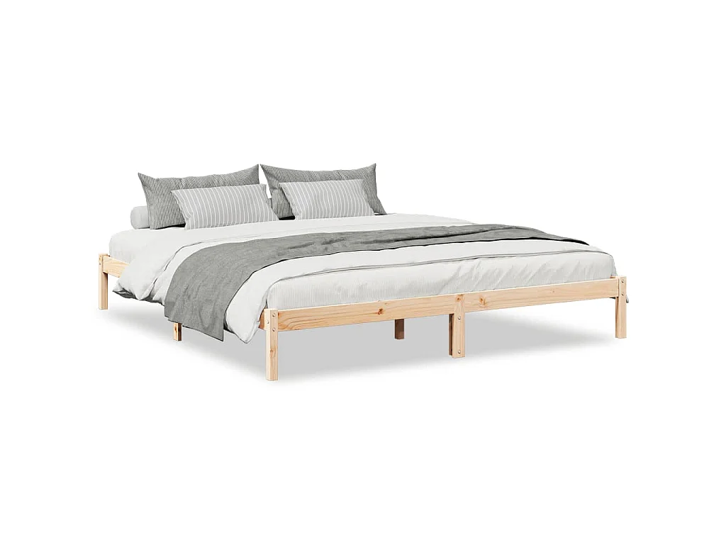 Cadre de lit extra long sans matelas 200x220 cm bois massif pin