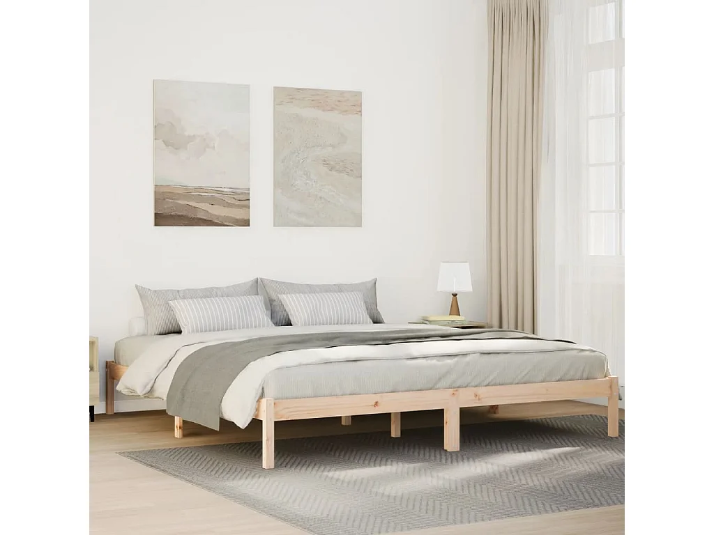 Cadre de lit extra long sans matelas 200x220 cm bois massif pin