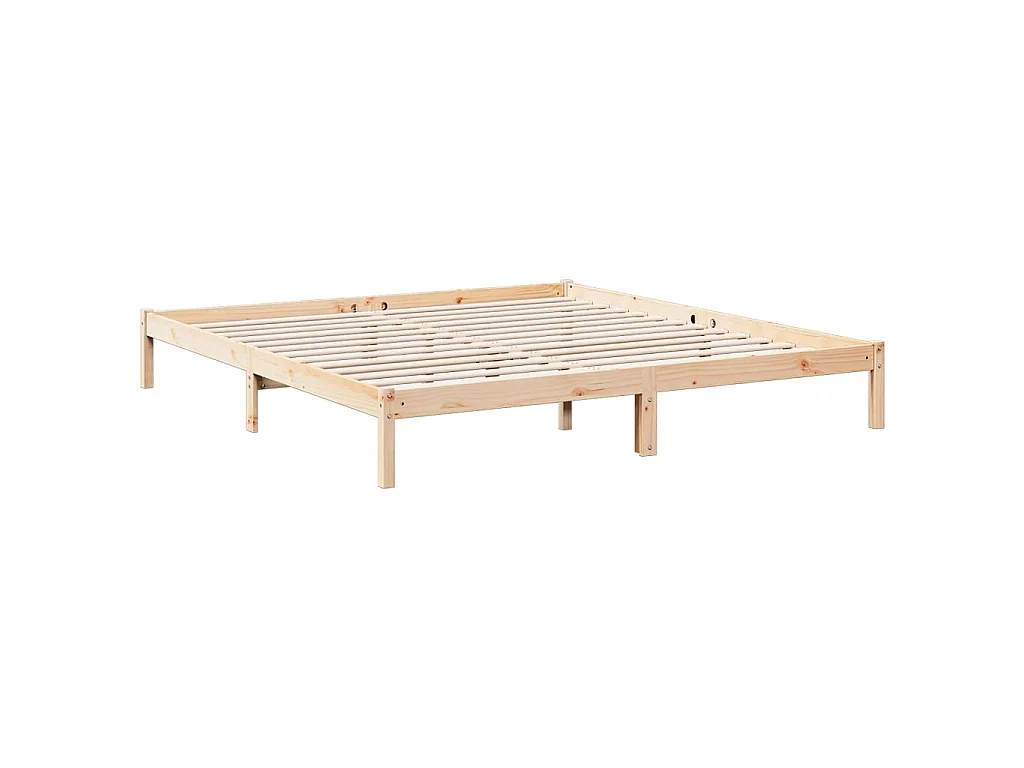 Cadre de lit extra long sans matelas 200x220 cm bois massif pin