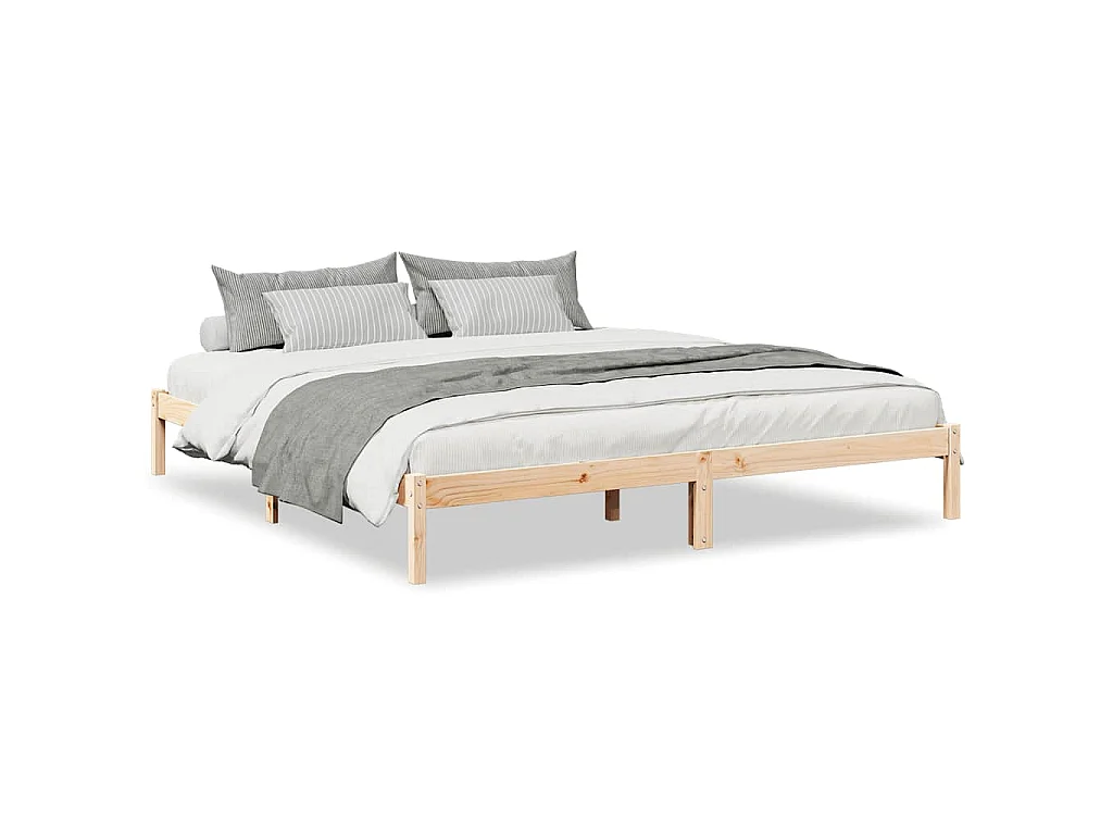 Cadre de lit extra long sans matelas 200x220 cm bois massif pin