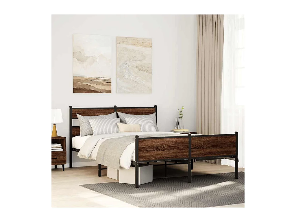 Bedframe zonder matras bewerkt hout bruin eikenkleur 150x200 cm