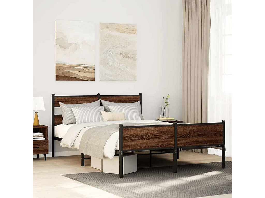 Bedframe zonder matras bewerkt hout bruin eikenkleur 150x200 cm