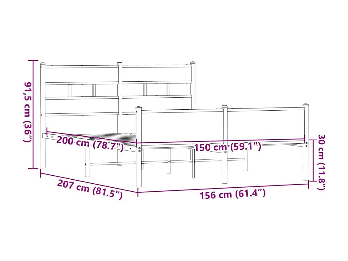 Bedframe zonder matras bewerkt hout bruin eikenkleur 150x200 cm