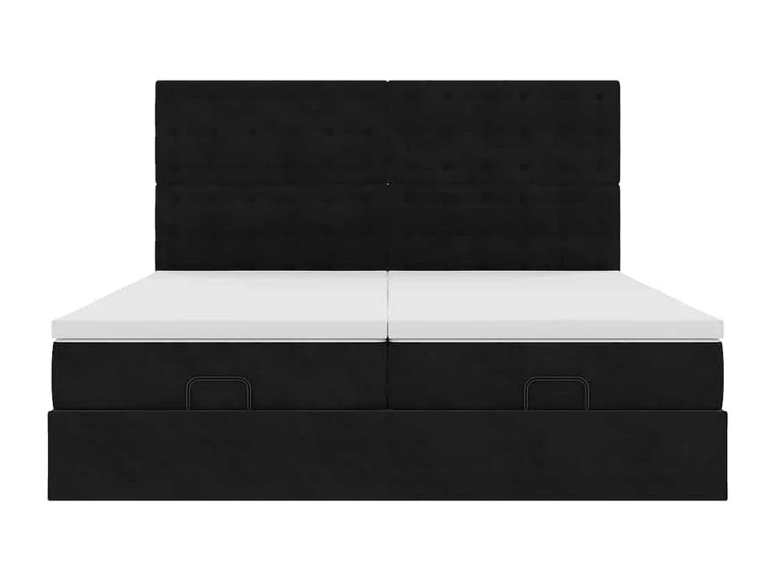 Cadre de lit ottoman avec matelas noir 200x200cm velours