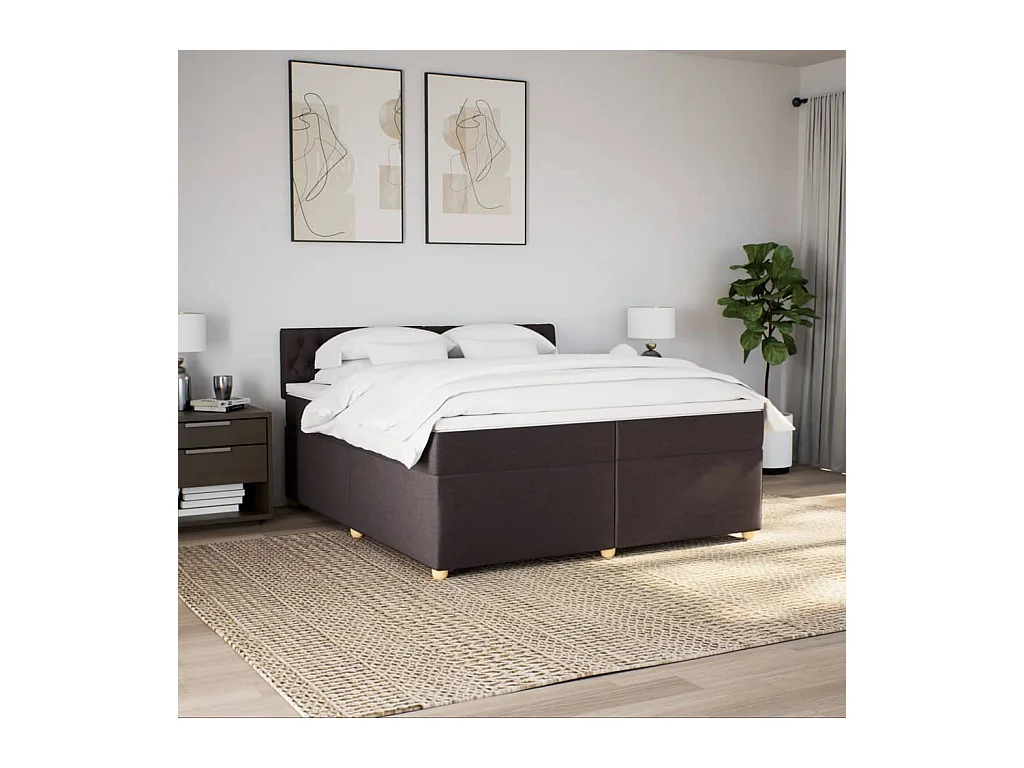 Sommier à lattes de lit avec matelas Marron foncé 200x200 cm