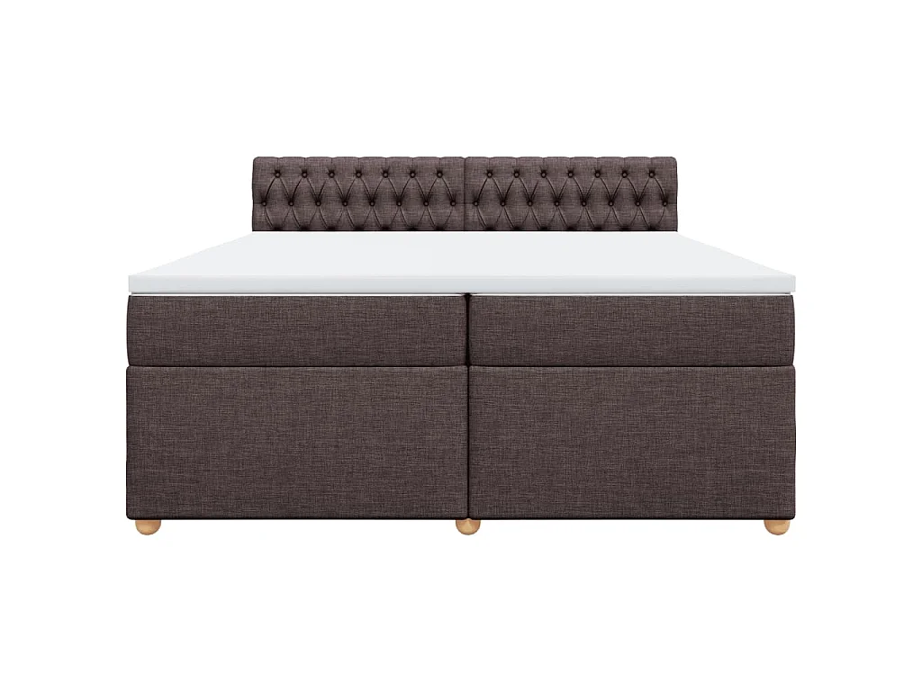 Giroletto a Molle con Materasso Marrone Scuro 200x200cm Tessuto