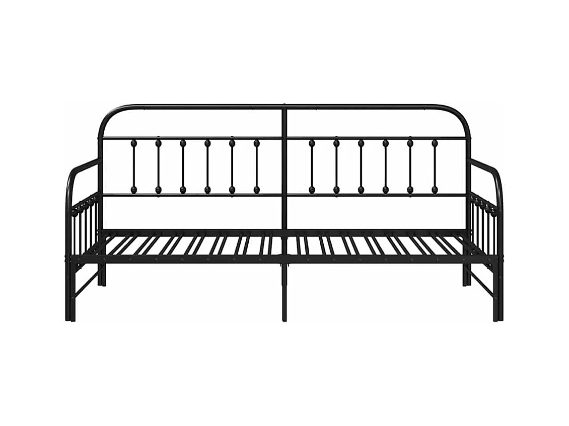 Estrutura de cama de dia com cabeceira Preto 107 x 203 cm Aço
