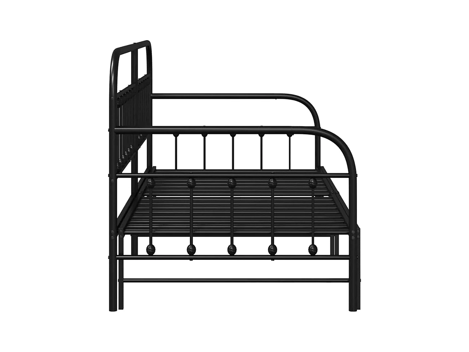 Estrutura de cama de dia com cabeceira Preto 107 x 203 cm Aço