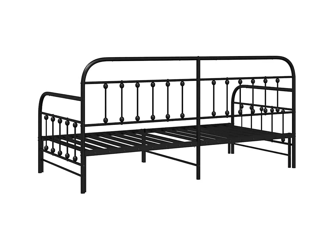 Estrutura de cama de dia com cabeceira Preto 107 x 203 cm Aço