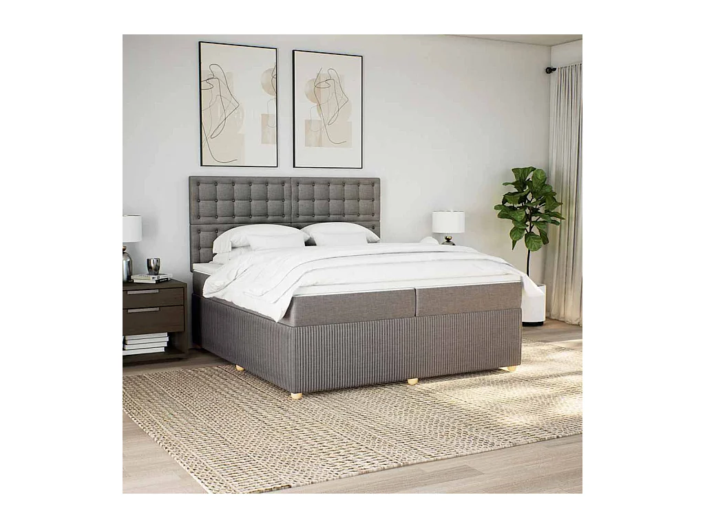 Giroletto a Molle con Materasso Tortora 200x200 cm in Tessuto