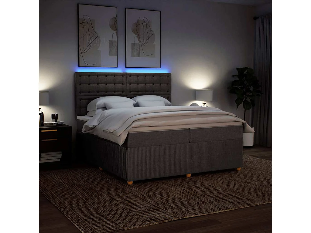 Boxspring met matras stof taupe 200x200 cm