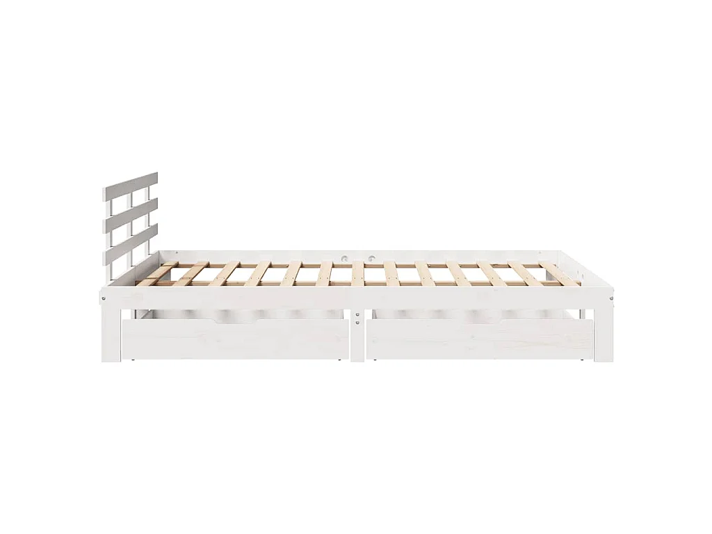 Cadre de lit avec tiroirs sans matelas blanc 150x200 cm