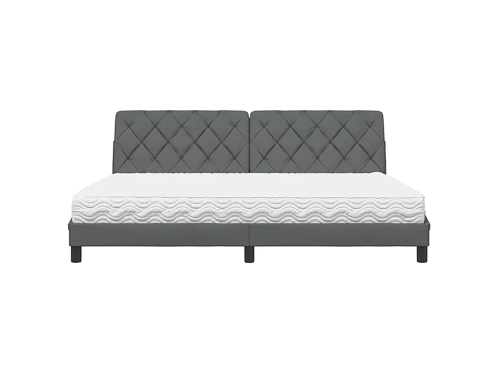 Letto con Materasso Grigio Scuro 200x200 cm in Tessuto