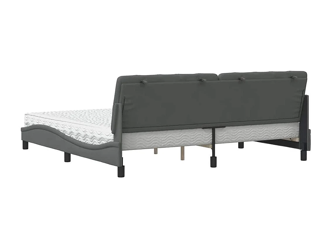 Letto con Materasso Grigio Scuro 200x200 cm in Tessuto