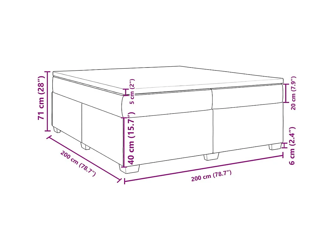 Boxspringbett mit Matratze Schwarz 200x200 cm Samt