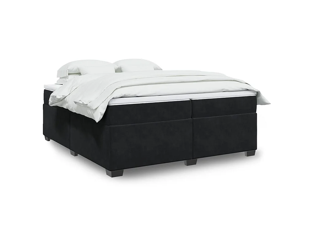 Giroletto a Molle con Materasso Nero 200x200 cm in Velluto