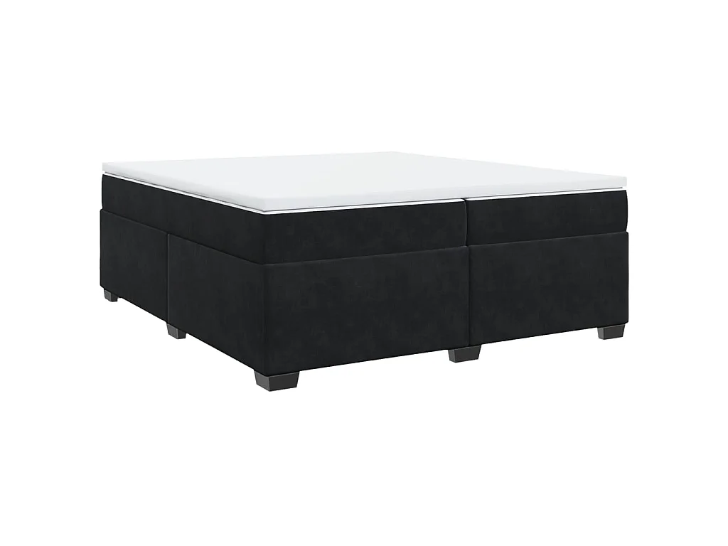 Giroletto a Molle con Materasso Nero 200x200 cm in Velluto