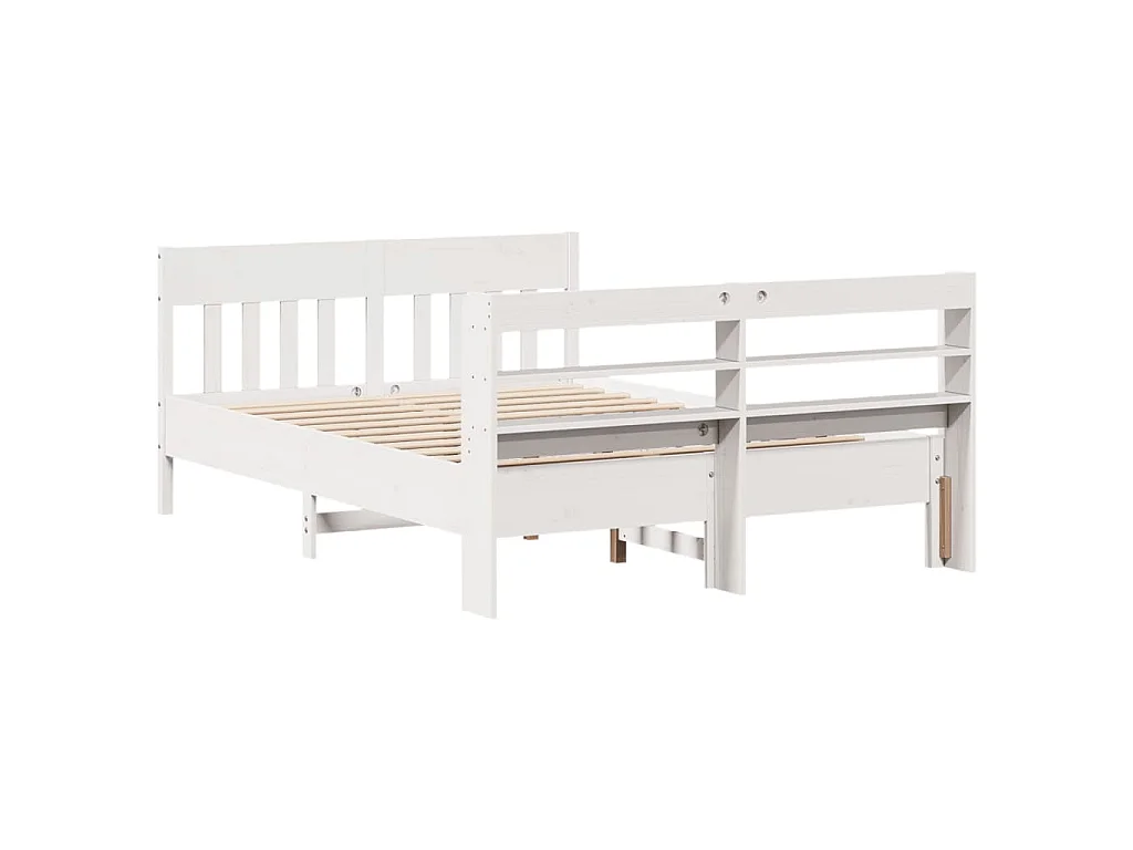 Cama sem colchão 150x200 cm madeira de pinho maciça branco