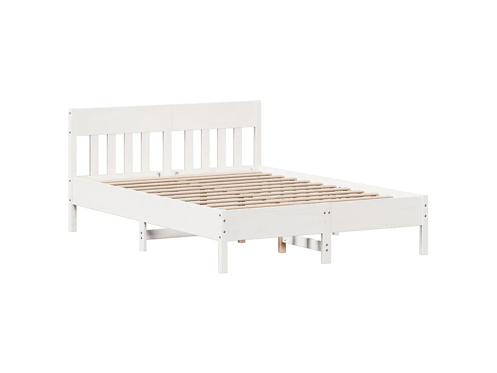 Cama sem colchão 150x200 cm madeira de pinho maciça branco