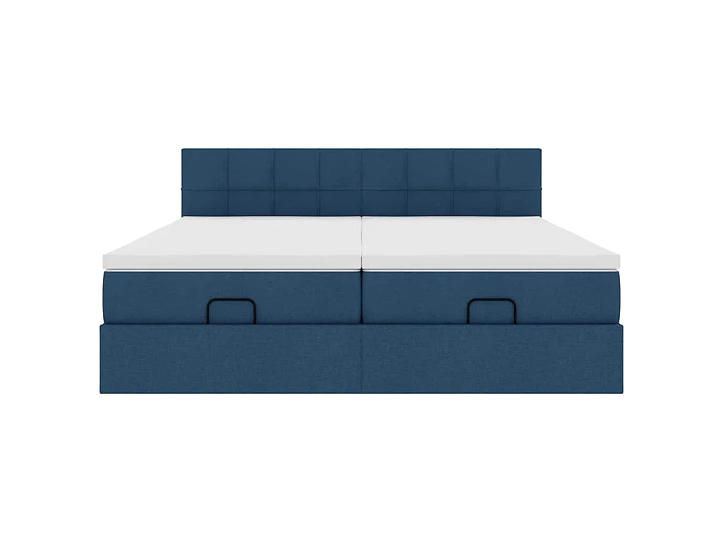 Ottoman-Bett mit Matratzen Blau 200x200 cm Stoff