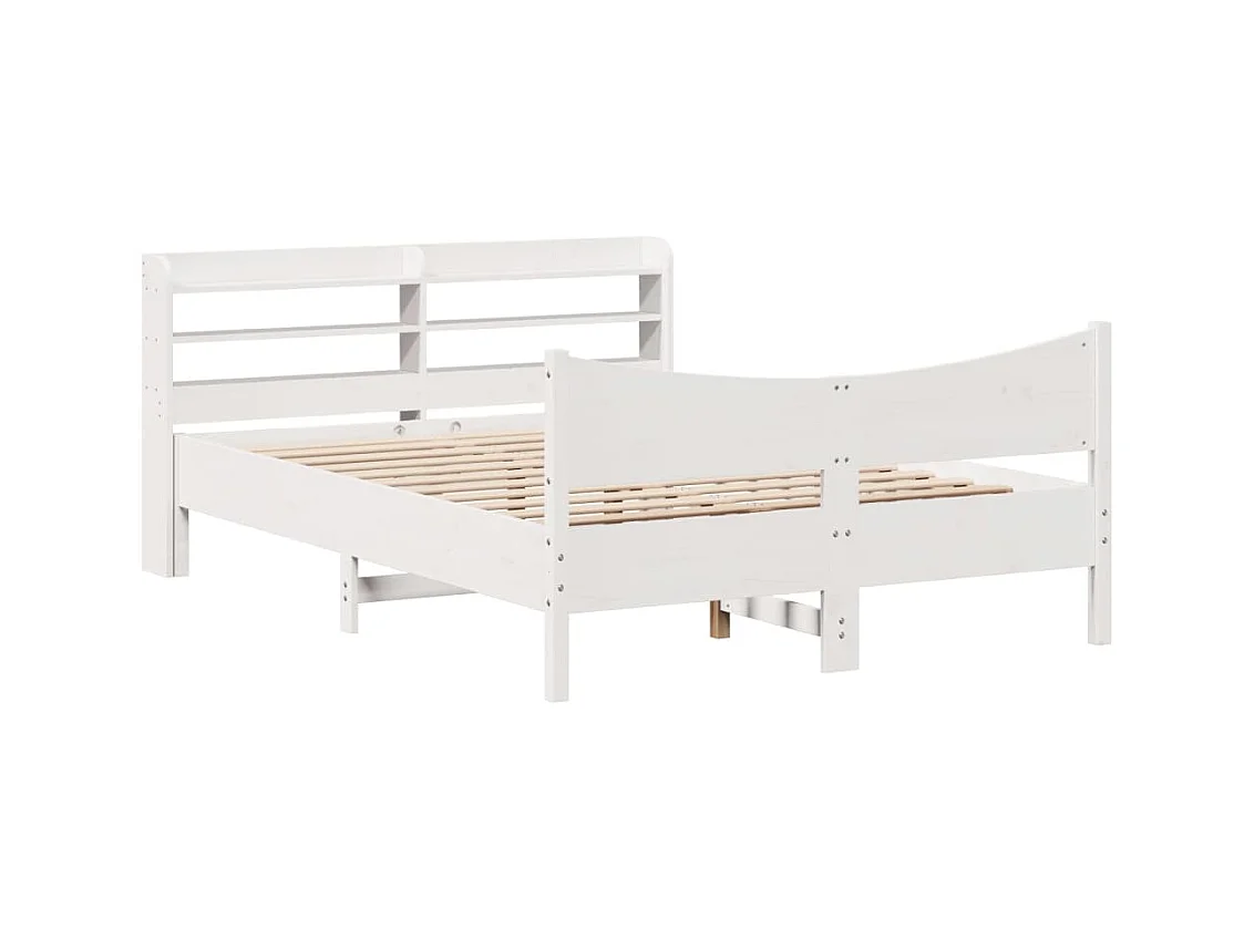 Cadre de lit avec tête de lit blanc 150x200 cm bois pin massif