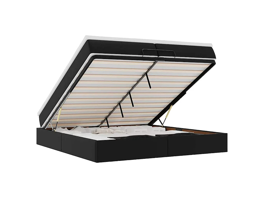 Ottoman bed met matrassen 200x200cm kunstleer zwart