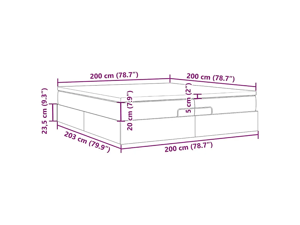 Ottoman bed met matrassen 200x200cm kunstleer zwart