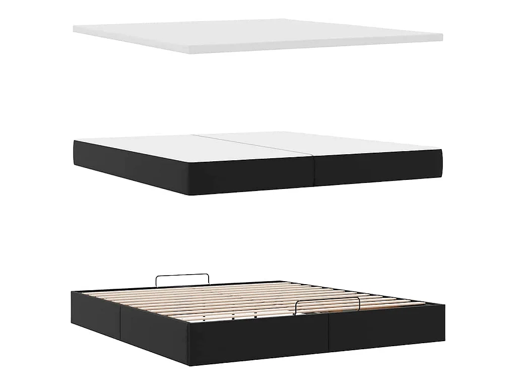 Ottoman bed met matrassen 200x200cm kunstleer zwart