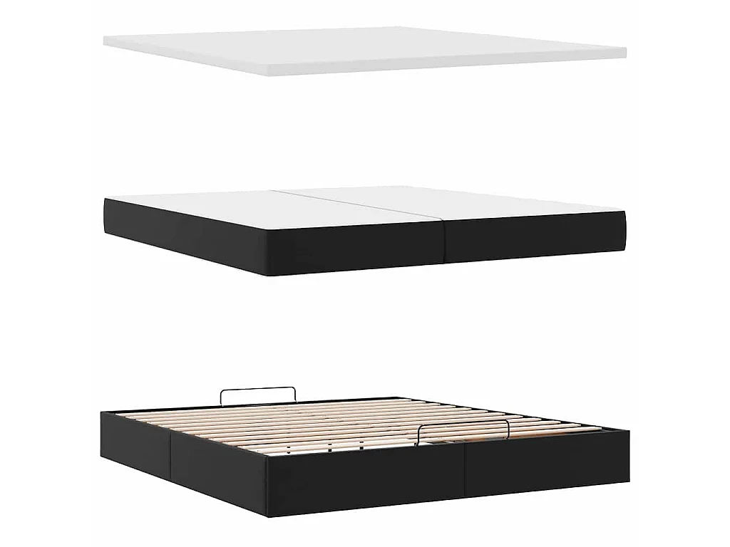 Ottoman bed met matrassen 200x200cm kunstleer zwart