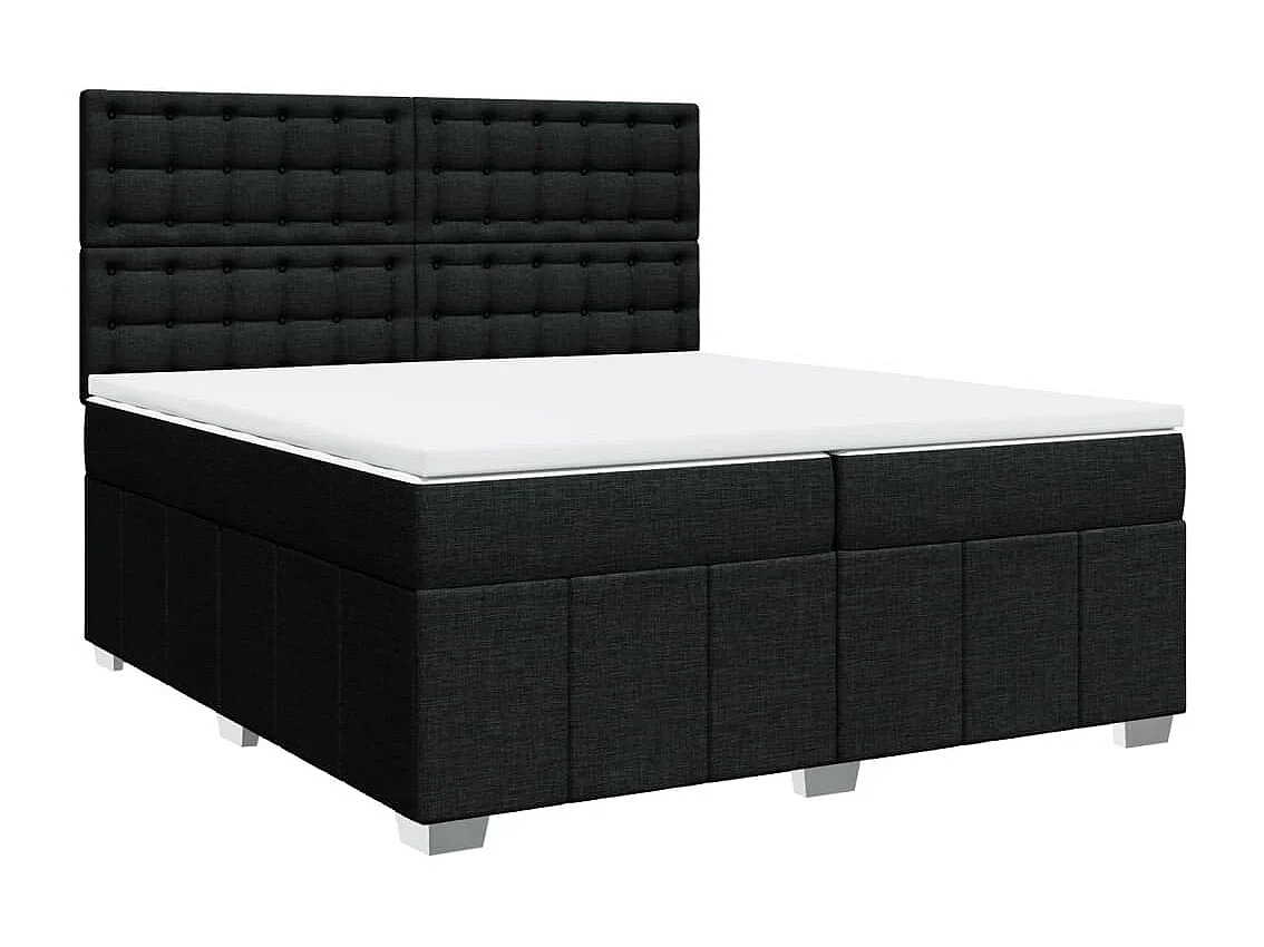 Cama box spring con colchón tela negro 200x200 cm