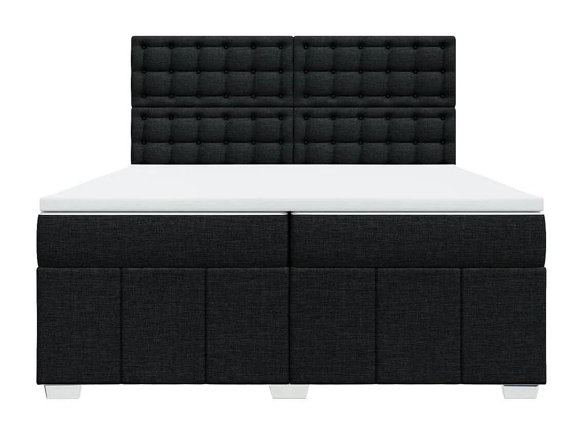 Cama box spring con colchón tela negro 200x200 cm