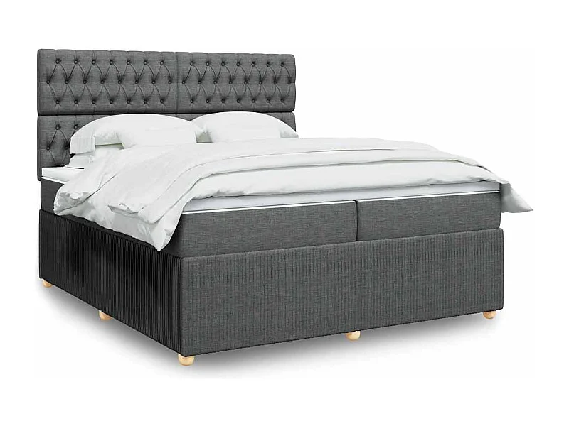 Boxspringbett mit Matratze Dunkelgrau 200x200 cm Stoff