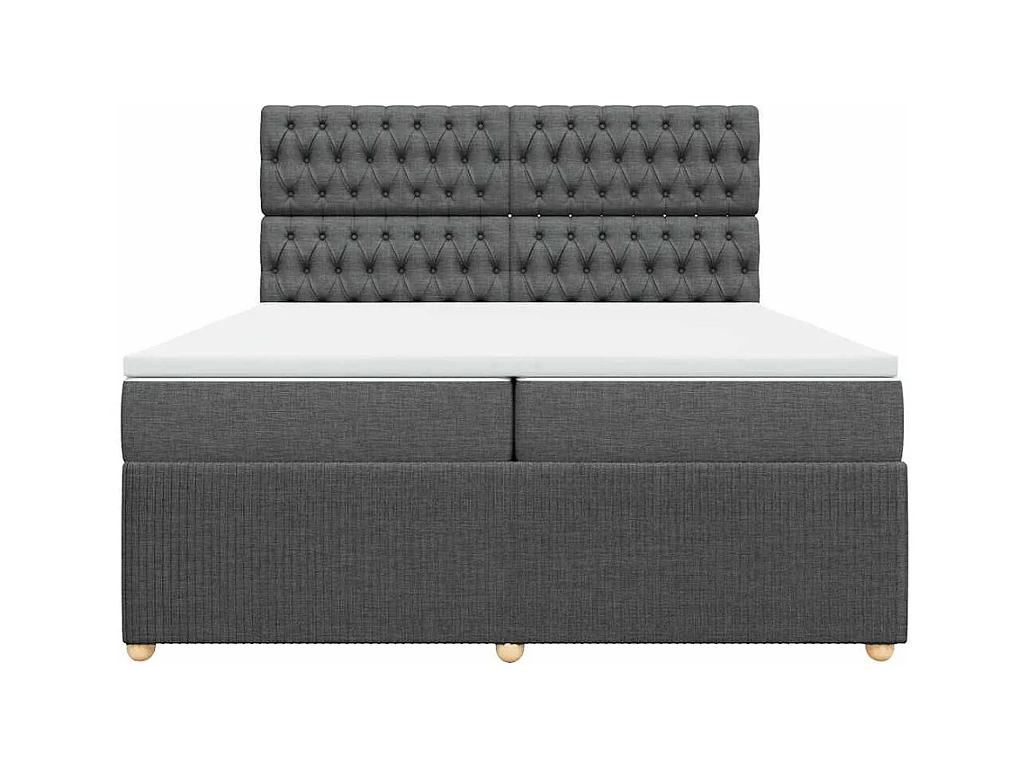 Giroletto a Molle con Materasso Grigio Scuro 200x200 cm Tessuto