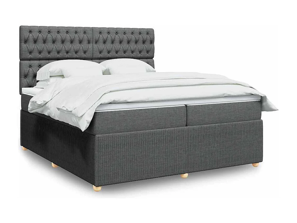 Boxspring met matras stof donkergrijs 200x200 cm