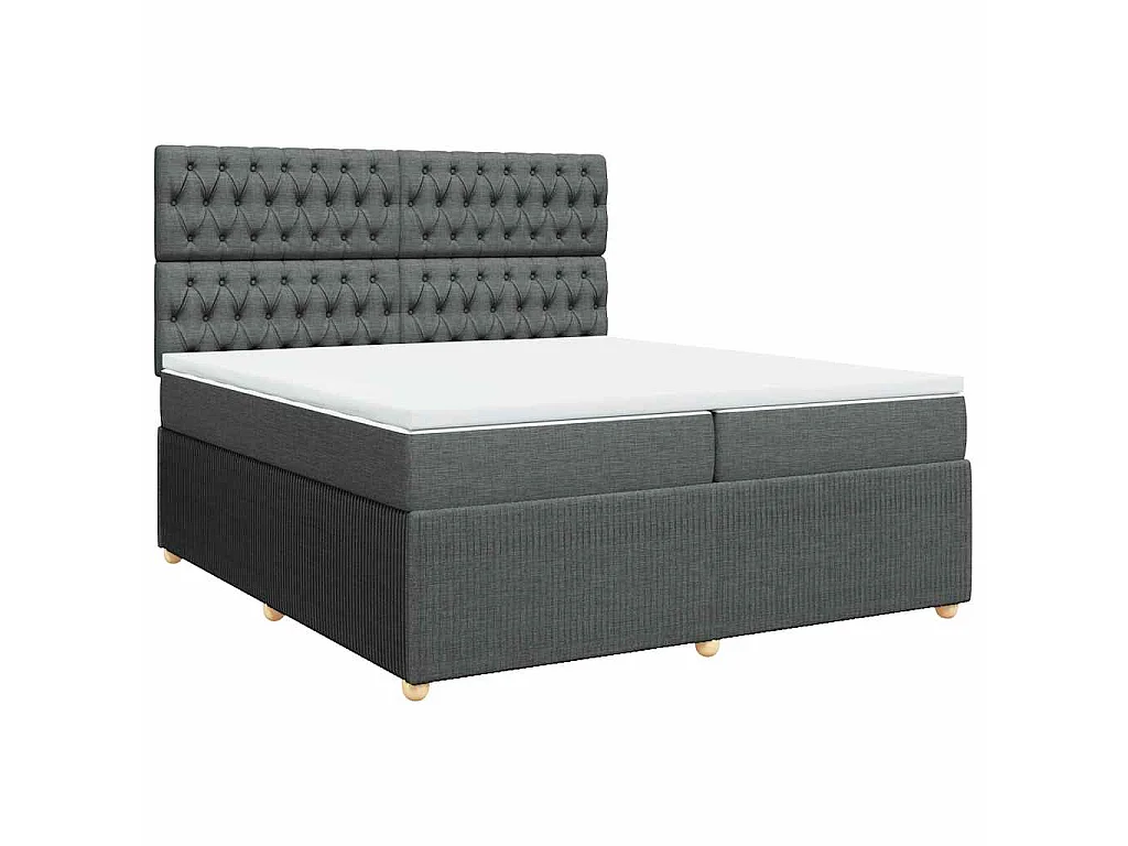 Sommier à lattes de lit avec matelas Gris foncé 200x200cm Tissu