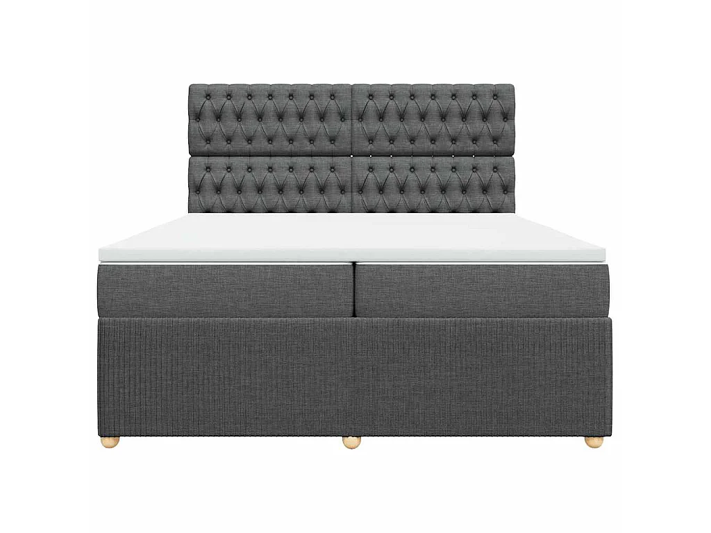 Sommier à lattes de lit avec matelas Gris foncé 200x200cm Tissu