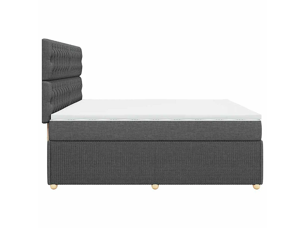 Sommier à lattes de lit avec matelas Gris foncé 200x200cm Tissu