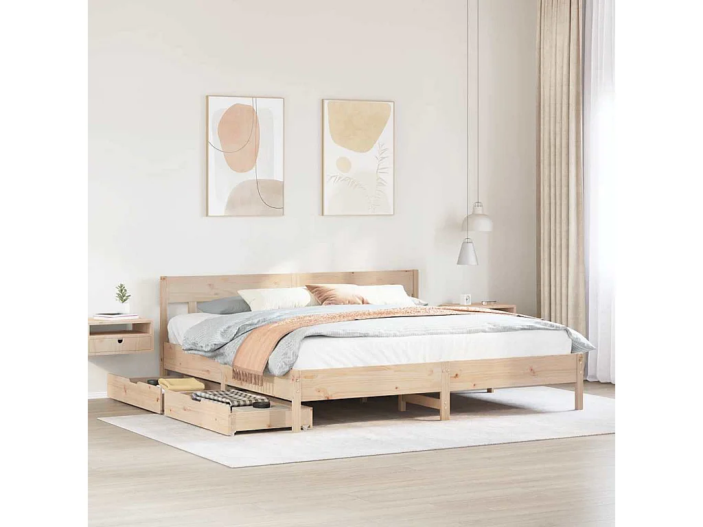 Cadre de lit sans matelas 200x200 cm bois massif de pin